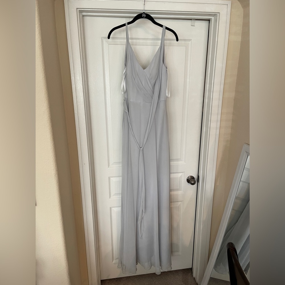 Size 12 dessy bridesmaid dress style 1511 in frost color with 5 inches added.